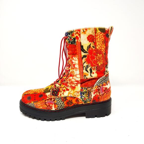 Aerosoles Aware x Laura Ashley Shoes - Aerosoles X Laura Ashley Womens 7 La Shelton Boots Floral Velvet Combat Lace Up